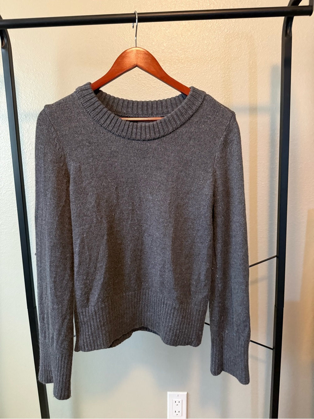 Halston Heritage Charcoal Crewneck Wool Sweater